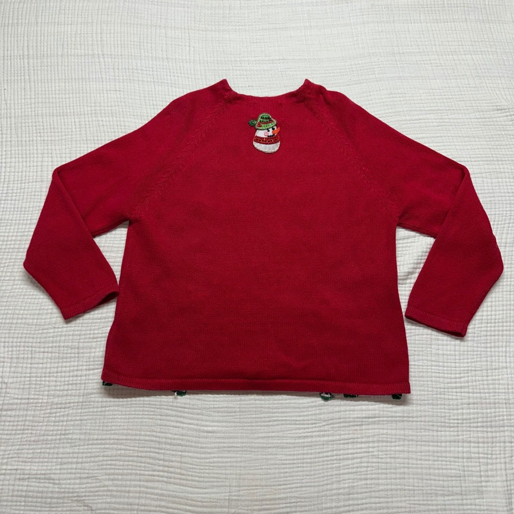 Vintage Tiara International Womens Ugly Christmas Sweater cardigan Snowman M - Picture 9 of 14